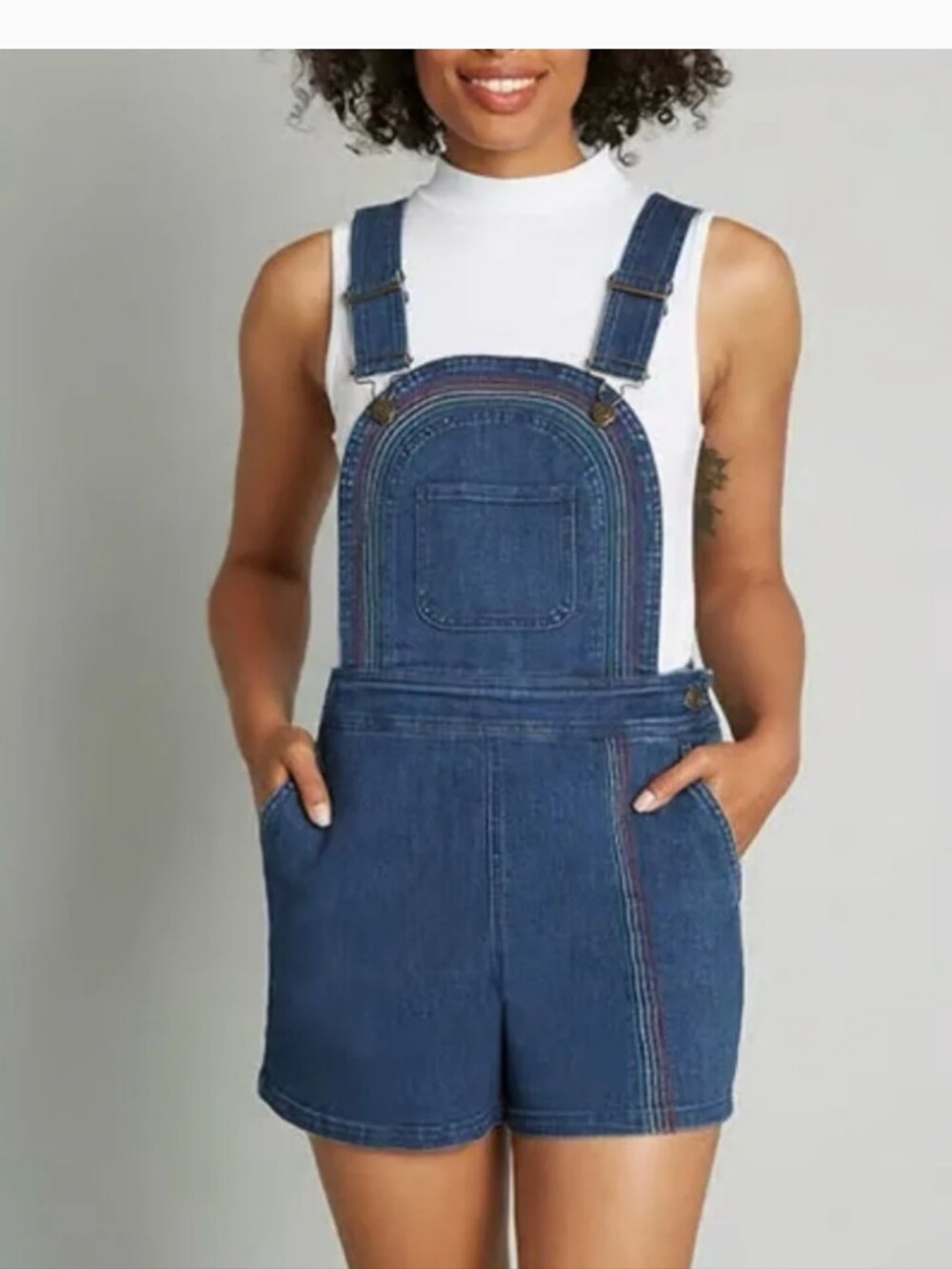 Modcloth Rainbow Stripe Shortalls